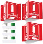 Faittoo Fire Extinguisher Sign, Fire Extinguisher with Down Arrow - 3 Pack 6 x 8 Inches V-Shaped Acrylic Plastic, 4 Pre-Drilled Holes, Includes Matching Screws, Use for Home Office/Business