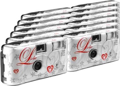 TopShot Love Disposable Cameras 27 Photos Flash 12-Pack White