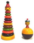 Crafts India Handcrafted channapatna Wooden Balancing Doll and Stacking Ring Combo Dolls/Toy- 20 cms