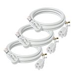 FIRMERST 14 AWG Flat Plug Extension Cord 1875W Heavy Duty 6 ft, Pack of 3, White