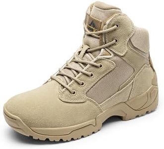 NORTIV 8 Mens Military Tactical Work Boots Side Zipper Hiking Motorcycle Combat 6 Inches Boots Size 8.5 M US Alloy, Sand-a