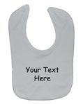 Acce Products Bespoke Personalised Design Your Own Wording Baby Feeding Bib Touch Attached 0 to approx 3 Years - White