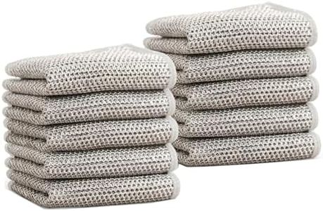 GLOCALL Multipurpose Wire Dishwashing Rags for Wet and Dry, 2024 New Non-Scratch Wire Dishcloth Scrubbing Wire Dishwashing Rag, Reusable Metal Wire Dishwashing Cloth for Home Kitchen Cooktop (10)