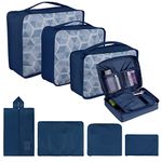 Coolzon Packing Cubes for Travel Suitcases Organiser Bags, Shoe Laundry Bag Pouch for Backpack Clothes Underwear, Set of 8 (Dark Blue)