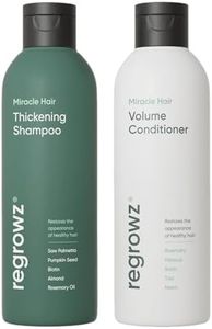 Regrowz Hair Thickening Shampoo 225ml & Hair Volume Conditioner 200ml - Biotin Hair Growth Shampoo and Conditioner for Women & Men - DHT Blocker & Sulphate Free - Restore Stronger & Healthier Hair