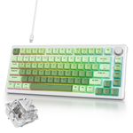 iRoboosta 75% Green Mechanical Gaming Keyboard, Hot Swap RGB Custom Keyboard with Knob, Gasket Mount Wired TKL Keyboard 75 Percent, Pre-lubed White Switch Creamy Sounding Keyboard (82 Matcha)