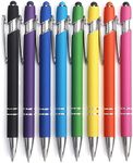 8 Pack Ballpoint Pen 2-in-1 Stylus Retractable Ballpoint Pen with Stylus tip, Metal Stylus Pen for Touch Screens, 1.0 mm Black Ink