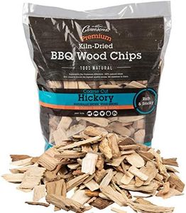 Camerons All Natural Hickory Wood Chips for Smoker -260 Cu. In. Bag, Approx 2 Pounds- Kiln Dried Coarse Cut BBQ Grill Wood Chips for Smoking Meats - Barbecue Smoker Accessories- Grilling Gifts for Men
