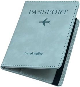 ILIYAH Porte Passeport Cuir PU Blocage RFID Housse de Passeport Portefeuille de Voyage Étui avec Fente pour Cartes & Strap élastique Passport Covers（Bleu）