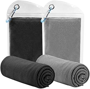 Cooling Towel, 2 Pack (100x30cm) Ice Towel for Neck & Face During Sports, Microfibre Quick Dry Towel Soft Breathable Chilly Towel for Running, Yoga, Golf, Gym, Camping, Hot Weather (Grey/Black)