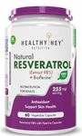 HealthyHey Nutrition Resveratrol Extract 98% Plus BioPerine for Absorption - 255mg - 60 Vegetable Capsules (Pack of 1)