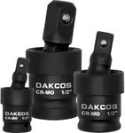 DAKCOS Impact Universal Joint Socket Set, 3 Piece Swivel Socket Set, Ball Spring Design, 1/4", 3/8" and 1/2" Drive, U-Joint Sockets Swivel, CR-MO