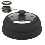 Microwave Splatter Cover, Vented Silicone and Glass Cover Splatter Guard Lid, Food Collapsible Plate Cover Lid with Easy Grip Handle, Anti-Splatter Lid Fits 6-7- 8-9- 10-11 inch Plates & Bowls.