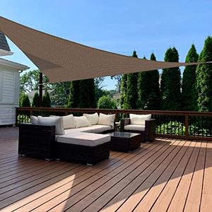 Quictent Large Triangular Sun Shade Sail 24x24x24ft with Hardware Kit, 185GSM HDPE Heavy Duty Top Cover Canopy 98% UV Block for Outdoor Patio Garden Deck Yard (Brown)