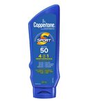 Coppertone Sport Sunscreen Lotion SPF 50, 4-in-1 Performance, Sweat and Water Resistant Face and Body Sunscreen Broad Spectrum SPF 30 UVA/UVB Protection, Oxybenzone Free, 207mL