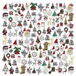 GraceAngie 60 Pieces Christmas Charms Assorted Silver Plated Christmas Enamel Pendants Accessory for Xmas Party Necklace Bracelet Earring DIY Supplies