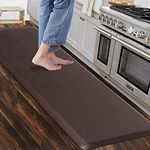 Carvapet Non Slip Kitchen Mat Anti Fatigue Standing Mats Cushioned Comfort Kitchen Floor Mats PVC Waterproof Runner Rug for Standing Desk, Kitchen, Office (Brown,44x152cm)