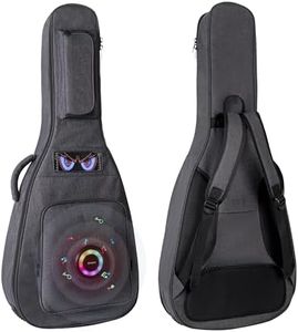 PPOPPO 40 41 42 Inch Smart Acoustic Guitar Bag with Multiple Pockets, 0.7" Thick Padding, 600D Water-Resistant Oxford, Guitar Gig Bag with Programmable Screen, Bluetooth Speakers & Sponge Neck Cradle