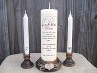 Personalised Monogram Unity Candle Set Wedding Engagement Centrepiece Gift Keepsake Civil Ceremony Anniversary Favour Valentines Gift