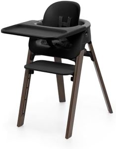 Stokke Steps High Chair for Babies & Children from 6 Months to 10 Years – 2-in-1 Adjustable & Ergonomic Design – Removable Baby Set, Tray & Safety Harness – 18.9 x 24.4 x 34.7 – Black/Warm Brown