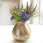 Behoma Matki Shape Metal Flower Vase for Home Decor, Traditional Embossed Metal vase, vase for Office Table Decorations, Modern vase, Gift for Festival, 8 inches, Golden 1 Pc (Flowers not Included)