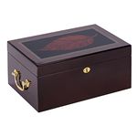 Quality Importers Deauville 100 Cigar Humidor, High Gloss with Tobacco Leaf Inlay, Maple Finish