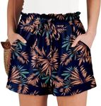 Angerella Women's Casual Comfy Drawstring Elastic Waist Short Pants Ladies Plus Size Shorts Leaves Print Lounge Shorts with Pockets XXL