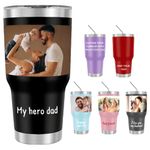 Aumuko Personalized Coffee Tumbler with Pictures Text Name, Custom Photo Stainless Steel Tumbler, Travel Mug Cup 30 Oz, Gifts for Father's Day Birthday Christmas Dad, Mom, Friend