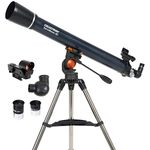 Celestron - AstroMaster 90AZ Refractor Telescope - Refractor Telescope for Beginners - Fully-Coated Glass Optics - Adjustable-Height Tripod - BONUS Astronomy Software Package