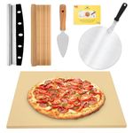 Pizza Stones Set - 20 x 13.5 Inch Large Pizza Stone for Oven and Grill Durable and Safe Baking Stone Thermal Shock Resistant Cooking Stone with Wooden Pizza Peel Paddle & Pizza Cutter