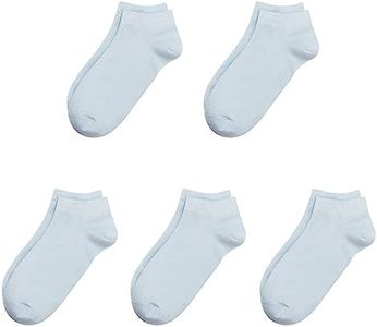 SERISIMPLE Viscose Bamboo School Socks Ankle Super Soft Kids Socks Stretch Cuffs Athletic Socks Odor Anti-odor 5 Pairs (Large, Baby blue)