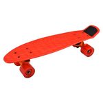 Standard Skateboard Mini Cruiser - 6'' PP Deck Complete Double Kick Skate Board w/ 3.25" Aluminum Alloy Truck, PU Wheels w/LED Light - for Kids, Teens, Adults (Red)