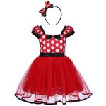 IBTOM CASTLE Toddler Girls Polka Dots Princess Party Fancy Costumes Wedding Christening Birthday Flower Tutu Dress Up Baby Kids Bowknot Dancing Dresses Red (02) 3-4 Years