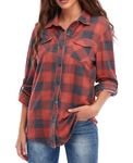 Oyamiki Plaid Shirt Women Fall Clothing Trendy Long Sleeve Button Down Flannel Shirt