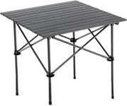 Inditradition Multipurpose Folding Utility Table | Ideal for Indoor & Outdoor Picnic | Aluminium Stackable Top & Frame (21x21x20 Inches, Black, Medium Size)