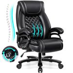 HeroSet Big and Tall 500lbs Office Chair,Heavy Duty Large PU Leather Executive Desk Chair with Wide Seat, Adjustbale Ergonomic Lumbar Support High Back Rocking Computer Chair for Heavy People (Black)