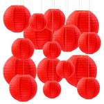 SINGOMON 20PCS Red Paper Lanterns Red Lanterns Red Chinese Lanterns with 5 Sizes Round Lanterns Chinese Spring Festival Lanterns Chinese Paper Lanterns for Party Decorations