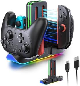 Switch 2 Controller Charging Dock, 6-in-1 Charging Station for Up to 4 Controllers, Compatible with Switch 2 Joy Cons or Pro Controller, Switch 1/OLED, RGB LED Fast Charging Base