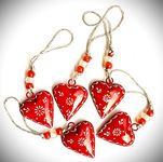 MIRAMAYEE Set of 5 Christmas Beautiful Heart Decorative Bells for Christmas Ornaments Xmas Tree Hangings Ornaments for Christmas Decoration Items for Home Decoration (Each Heart Size 2.5inch