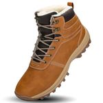 Mens Snow Boots Outdoor Hiking Waterproof Fashion Sneakers Winter Warm Shoes (11.5 M US, Light Brown)