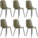 Oikiture Dining Chairs Set of 6 Kitchen Chairs Living Room Pu Leather Chair Reading Seating for Home Bedroom Kitchen Green