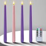 Homemory Battery-Operated LED Flickering Advent Candles, Set of 4 with Remote Timer - For Christmas Wreath