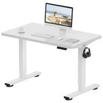FlexiSpot E1 Plus ONE PIECE Electric Standing Desk Height Adjustable Sit Stand Desk with Memory Smart Panel(100 * 60cm, White Frame+White Desktop)