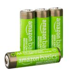 Amazon Basics AA High-Capacity Rechargeable Batteries, AA - 2400mAh (4 Count) - Packaging May Vary