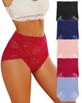 FINETOO 5 Lace Underwear, Women's High Waisted Briefs Set, High Waist Underpants, Sexy Hipster, Soft Briefs, Comfortable Underwear, Women, Seamless Lace, Multipack, S-XXL……