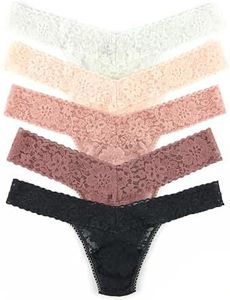 hanky panky - Daily Lace Low Rise Thongs for Women | Lacy Panties, Soft Cotton Blend Underwear, Comfortable Lingerie | One Size (2-12) | Black/Allspice/Taupe/Vanilla/White | 5 Pack