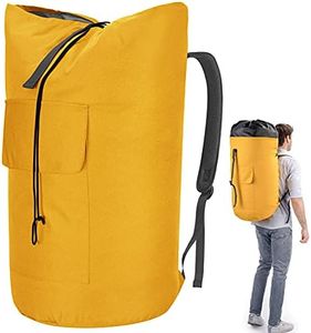 College Dorm Laundry Bag Extra Large, 115L Laundry Backpack for College, Heavy Duty Laundry Bag for Camp, Yellow Backpack Laundry Bag, Dirty Clothes Bag for Dorm, Trips, Laundromat, Apartment