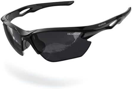 DEAFRAIN Sports Sunglasses Polarized for Men Women Cycling Running Fishing Driving Baseball Athletic Black Glasses UV400 Protection