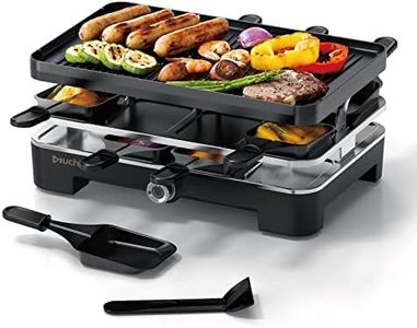 Muchen Raclette 8 Person Raclette Grill Table Grill Electric 8 Pans 8 Scrapers 1200 W Non-Stick Coating Adjustable Temperature Electric Grill BBQ Grill Raclette for 8 People