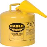 Eagle UI-50-FSY Yellow Galvanized Steel Type I Diesel Safety Can with Funnel, 5 Gallon Capacity, 13.5" Height, 12.5" Diameter